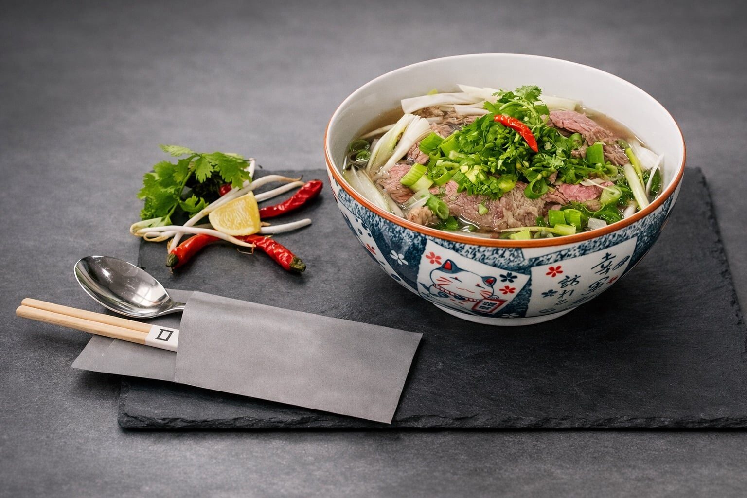 Pho Suppe aus der Küche des Restaurant am Markt